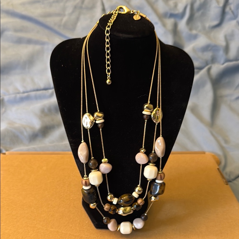Chico's Gold and Black Multi-Strand Necklace